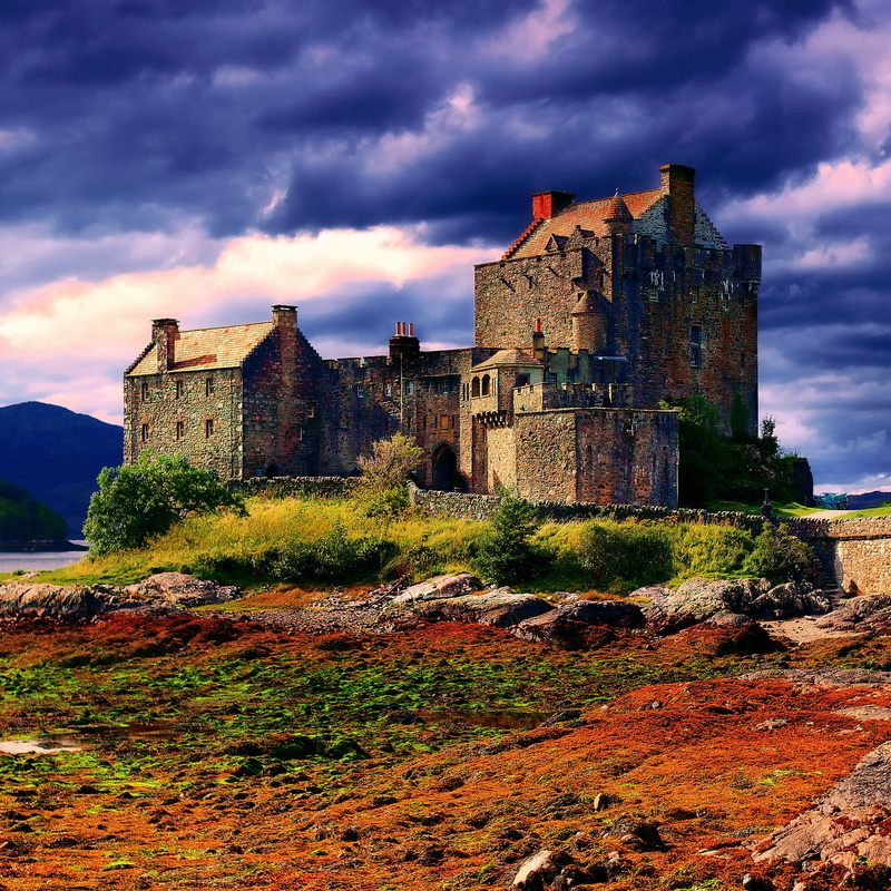 September, Eilean Donan, the sky, building exterior, old ruin, building, concrete, clouds, no people, travel destinations, Scotland, old, sky, nature, low angle view