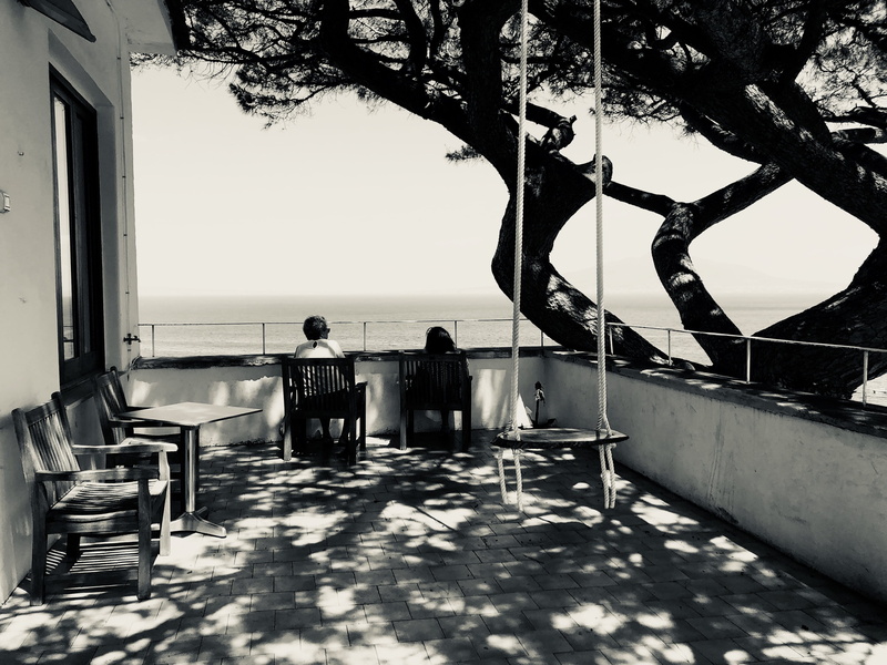 sorrento, relaxation, day, table, thought, watching, tree, sea, horizon, water, leisure activity, italian, seat, men, sky, women, shadows, artistic, chair