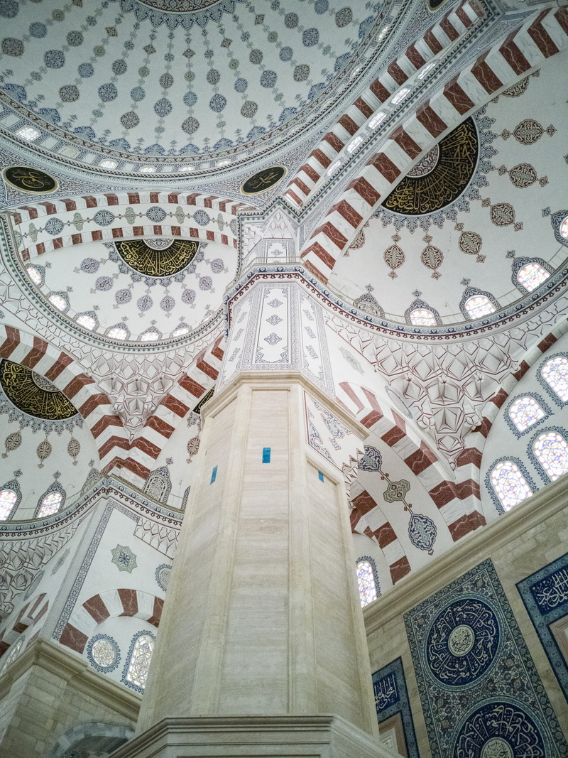 mural, low angle view, belief, dome, low angle shot, ceiling, ornate, column, windows, architecture and art, islamic architecture, architecture, historical