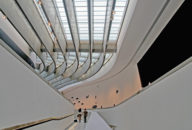museum, persons, steps and staircases, ceiling, standing, walking, italy, patterns, women, 2K, railing, hadid, perspective, architectural column, architecture