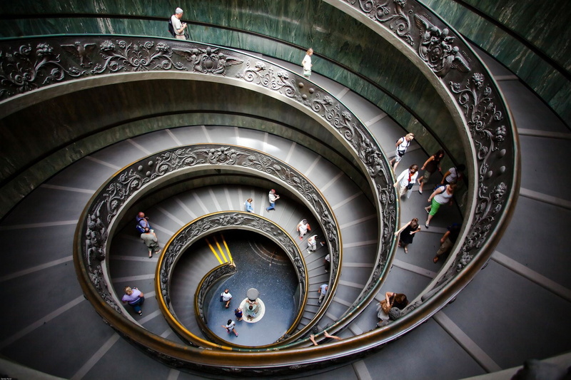museums, spiral staircase, The Vatican, 1080P