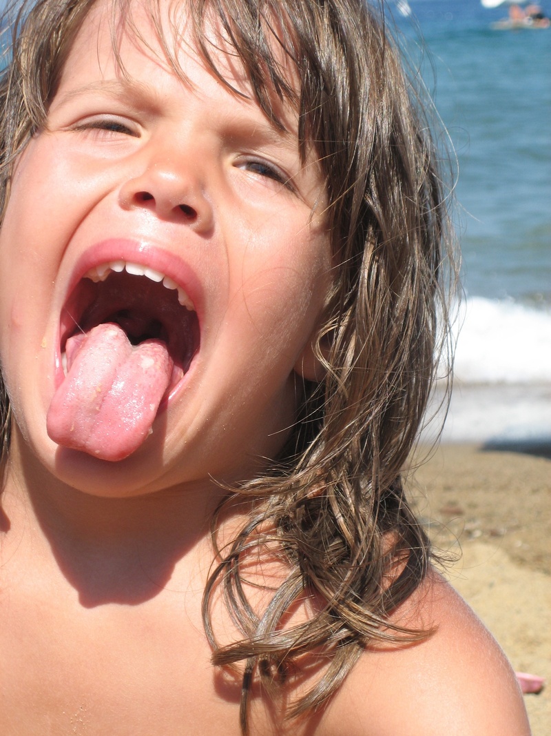 close-up, trouble, girl, outdoors, childhood, land, tongue, water, mouth open, innocence, portrait, nature, human face, 2K, cheeky, real people, leisure activity