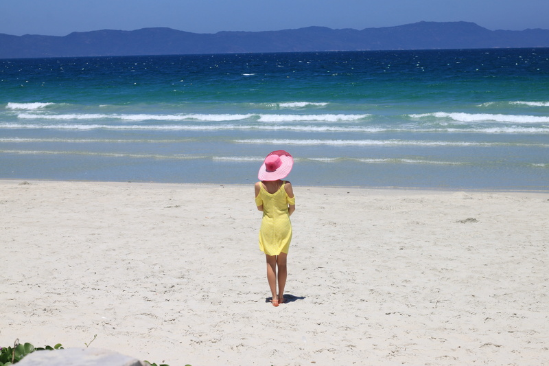 vietnam, land, view, woman, nha trang, sea ​​shore, nature, blue, by the sea, summer, sun, sunny, ease, women, sand, dress, leisure activity, the girl of the sea