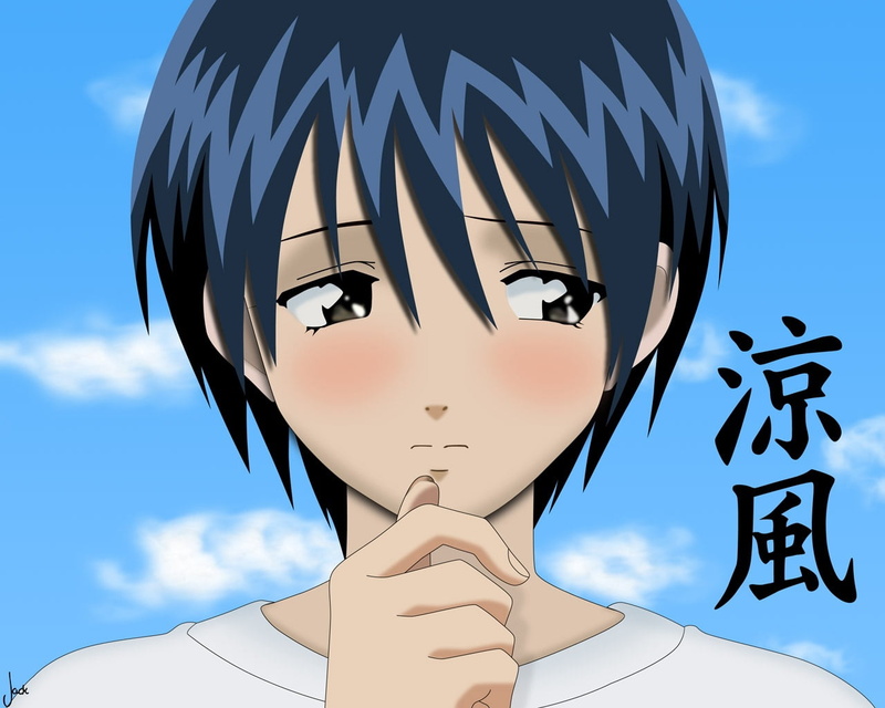 digital composite, 720P, cloud - sky, close-up, hieroglyph, blue, human representation, outdoors, representation, human face, asahina suzuka, body part