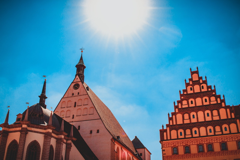 nature, place of worship, religion, low angle view, sun, tower, historically, architecture, sky, blue, backlighting, mood, sunlight, downtown, the past