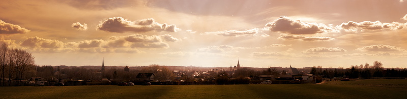 landscape, building exterior, freiberg, sunlight, scenics - nature, architecture, setting, built structure, panoramic, sky, dusk, cloud - sky, no people