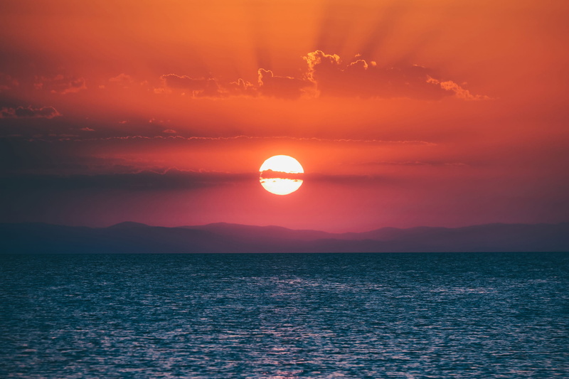 rough, tranquil scene, 1080P, sunset, sky, discover, scenics - nature, purple, cloudscape, cloud - sky, sun, dramatic sky, horizon, sunrise, horizon over water