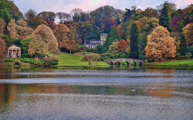 lake, wiltshire, river, autumn, 1080P, england