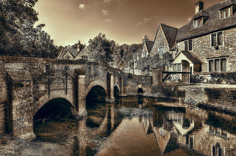 river, 1080P, Castle Combe, bridge, Wiltshire, England