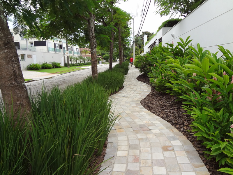 no people, green color, building exterior, street, day, path, direction, built structure, sky, 4K, sidewalk, building, nature, architecture, garden path