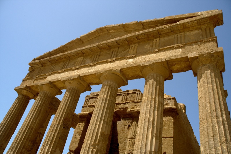 history, valley of the temples, outdoors, deterioration, low angle view, architectural column, travel, ancient civilization, clear sky, greece, architecture