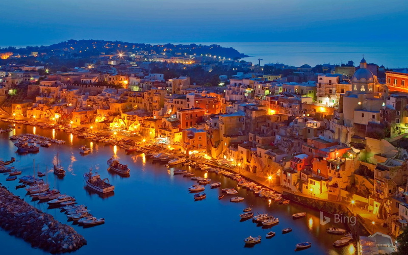 dusk, town, no people, cityscape, water, house, italy, sea, nature, gulf, 1080P, city, townscape, building, residential district, architecture, island