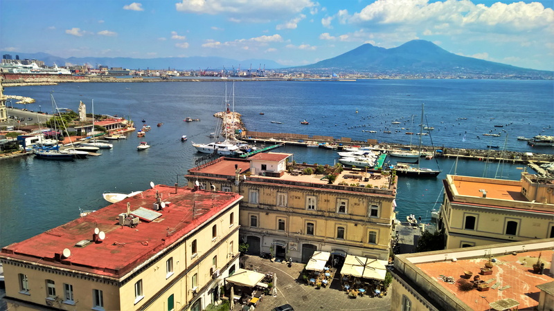 nature, port, cityscape, vesuvio, passaggio castel dellovo, sky, mode of transportation, transportation, residential district, built structure, architecture