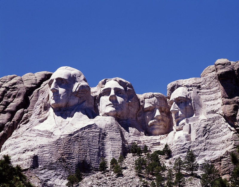 california, usa, scenic, day, washington, jefferson, low angle view, low, travel, statue, rushmore, eroded, national, clear sky, rock - object, no people
