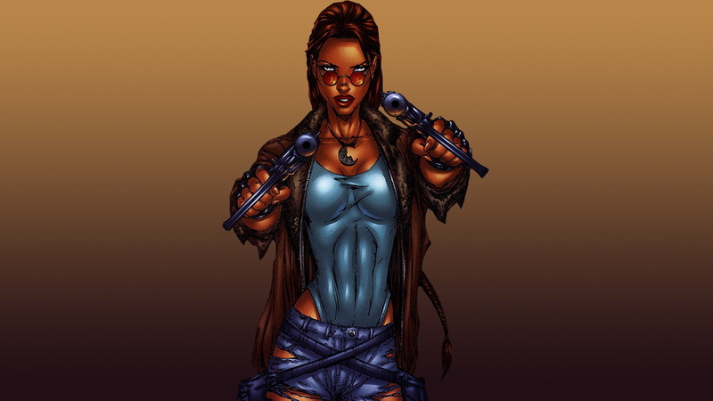 comics, Lara Croft, Michael Turner, illustration, Tomb Raider, 1080P, weapon