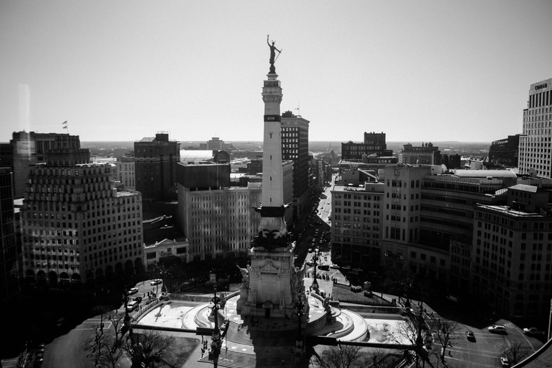 car, united states, financial district, building, city, mode of transportation, office building exterior, high angle view, downtown, indianapolis, indiana