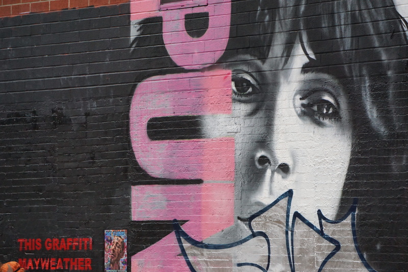 digital composite, western script, painting, creativity, can opener, food, brick, mural, art and craft, representation, street art, human face, beautiful woman