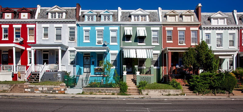 residential district, 1080P, outdoors, red, urban, washington dc, white, plant, buildings, cities, building Exterior, facade, history, colorful, city street