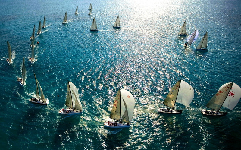 sail, ocean, mode of transportation, nautical Vessel, tranquility, croatia, day, sport, wave, people Traveling, high angle view, color Image, no People