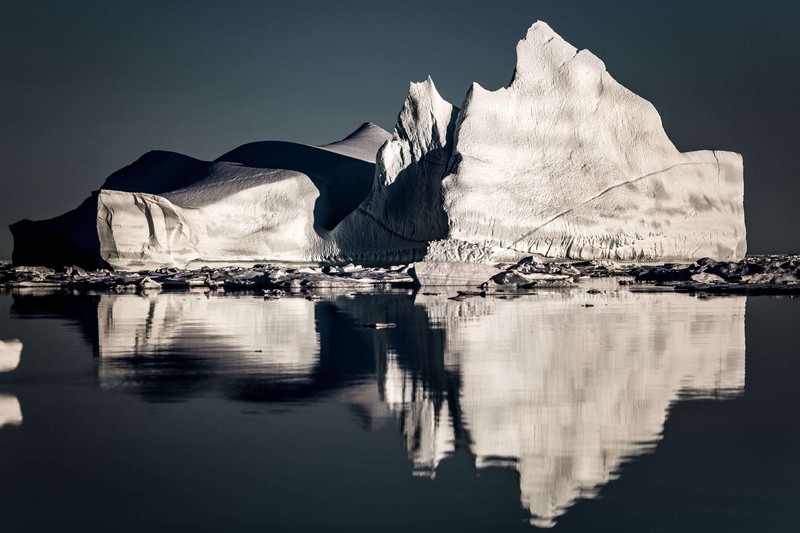 sky, reflection, building, water, travel destinations, architecture, waterfront, tasiilaq, mountain, day, iceberg, ice, greenland, nature, built structure