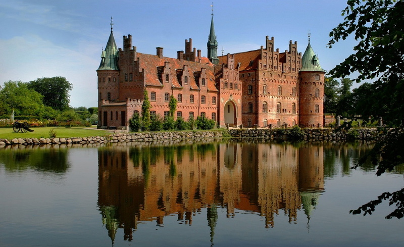 Castle, Reflexion, 1080P, waterfront, tree, no people, nature, lake, architecture, water, travel destinations, green, plant, brown, building, sky, outdoors