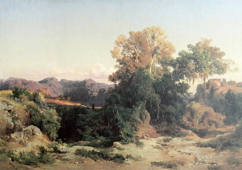 Arnold Böcklin, In the mountains of Albania, 1851, landscape, 2K