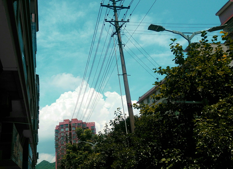 cable, power line, nature, power supply, outdoors, building, cloud, connection, china, building exterior, 2K, technology, built structure, city, cloud - sky