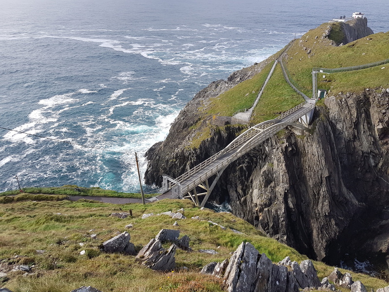 Ireland, scenics - nature, no people, bridge, rock - object, land, non-urban scene, outdoors, nature, cliff, tranquil scene, grass, rock formation, sea