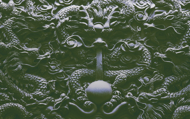 full frame, representation, day, art and craft, growth, nature, sculpture, statue, outdoors, pattern, animal representation, China, ornate, close-up, no people