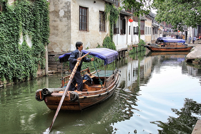 waterfront, village, built structure, china, travel, nautical vessel, 2K, water, asia, gondola - traditional boat, transportation, mode of transportation