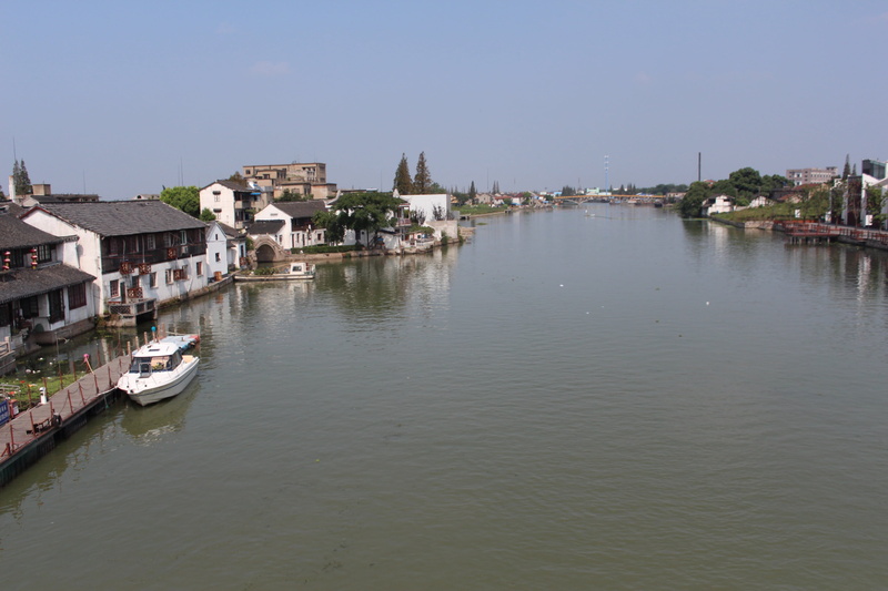 mode of transportation, sky, architecture, moored, zhujiajiao, river, clear sky, transportation, outdoors, no people, nature, building exterior, yacht