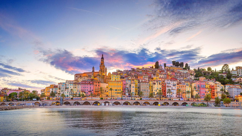 France, sea, home, 1080P, paint, Menton