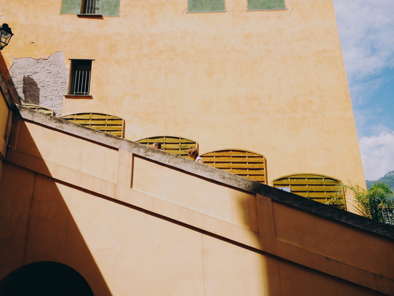 sunlight, sky, abstract, outdoors, day, balcony, sun, menton, art, architecture, wall - building feature, wall, staircase, residential district, building exterior