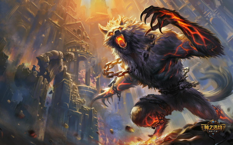 illustration, animal, castle, 1080P, art, smite, wolf, ursa, warrior