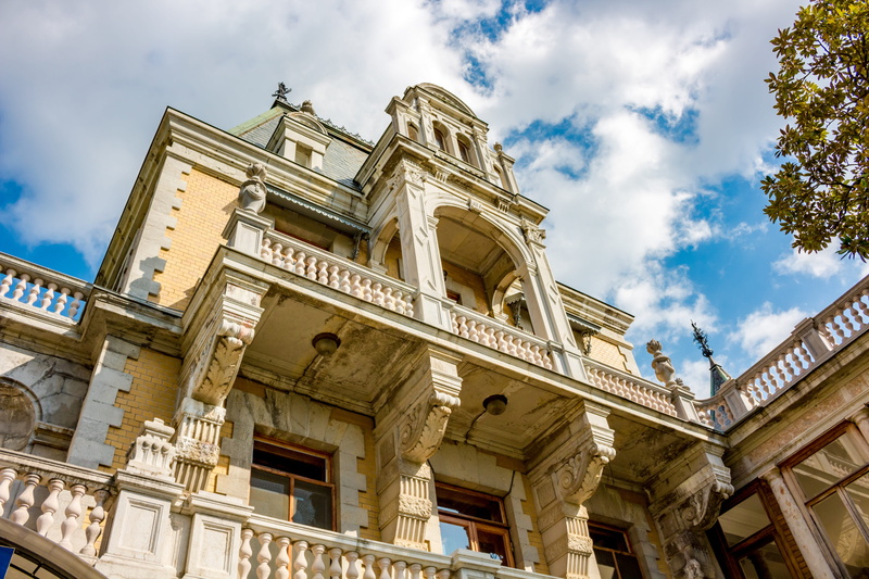 cloud - sky, travel destinations, popular, showplace, old, place of worship, outdoors, no people, noble, sky, day, castle, architecture, russia, yalta