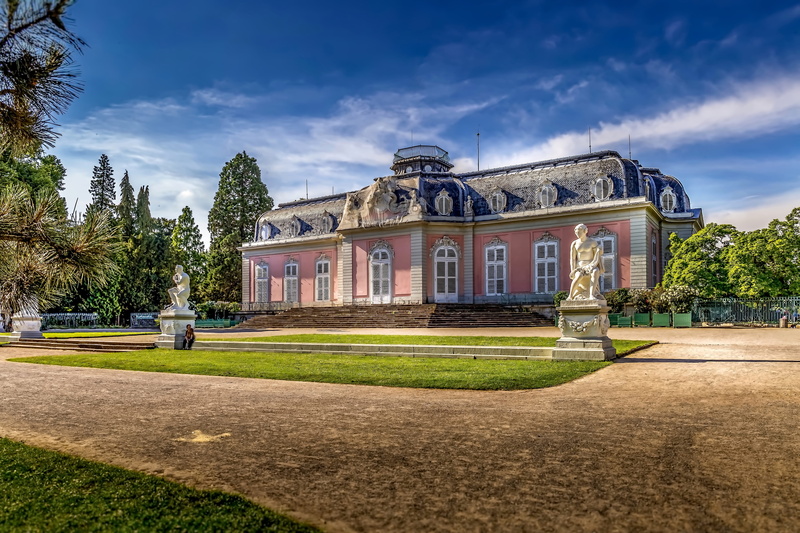 pink, castle, nature, tourism, sightseeing, grass, gray, the past, building exterior, landmark, house, duesseldorf, palace, no people, residential district