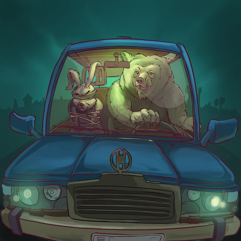 animals, retro styled, close-up, artwork, art and craft, nature, land vehicle, outdoors, no people, human representation, Fat Heat, mammal, Driver, mode of transportation