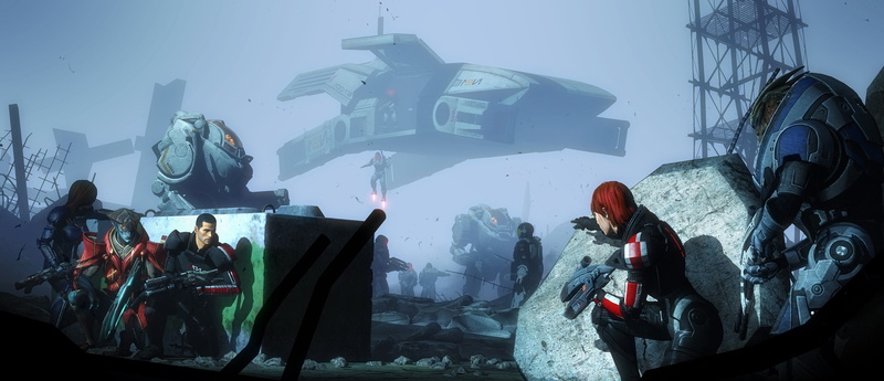 mode of transportation, outdoors, 2K, panoramic, medium group of people, mass effect mass effect 2 mass effect 3 cerberus garrus vakarian commander shepard javik ashley williams