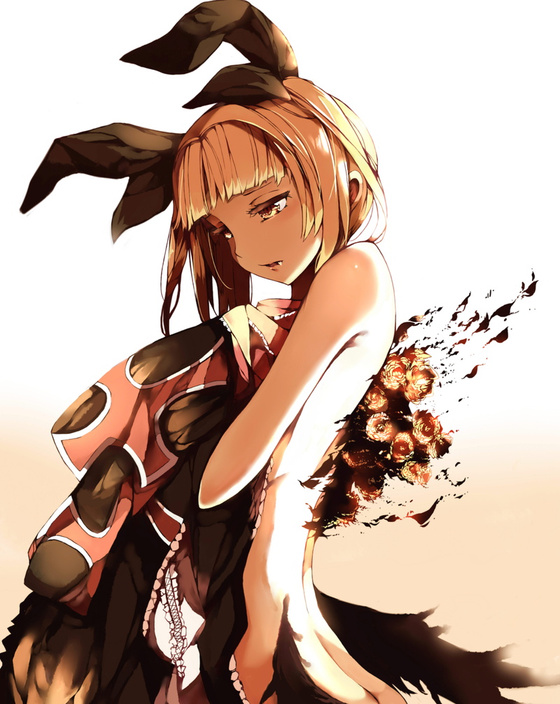 creativity, black color, short hair, fashion, mask, art and craft, blonde, clothing, anime girls, Rachel Alucard, bare shoulders, Blazblue, vampires, animal wildlife