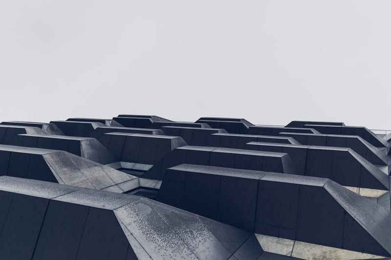 modern, balcony, nature, daytime, aerial, gray, day, building exterior, clear sky, whitespace, copy space, design, block, glass - material, thesilo, 5K