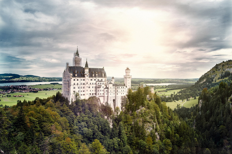 1080P, Hohenschwangau, mountain, Germany, landscape, forest, castle, Bavaria