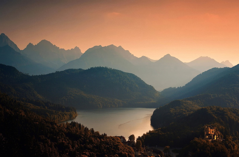 Hohenschwangau Castle, Germany, Bavaria, 1080P, Lakes, Wood, Forest, Mountain, Castle, Lake