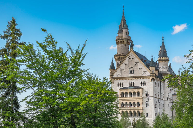low angle view, places of interest, germany, no people, plant, the past, day, tree, religion, sky, nature, allgäu, tower, castle, tall - high, building exterior