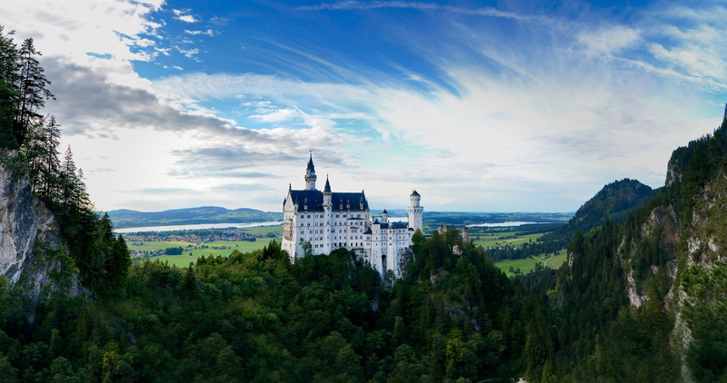ludwig ii, concrete, history, no people, spire, castle, romanesque revival, germany, scenics - nature, day, white, tourism, nature, cloud - sky, tower