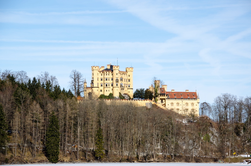 structures, the past, travel destinations, cloud - sky, allgäu, bare tree, tree, Bavaria, outdoors, plant, winter, land, historically, 4K, castle hohenschwangau
