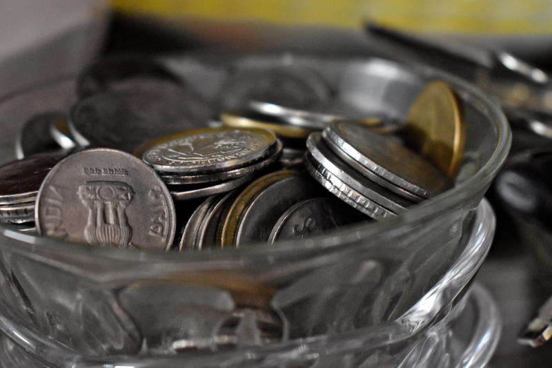 business, no people, india, coins, large group of objects, indoors, rupee, container, metal, shiny, finance, economy, silver colored, wealth, abundance