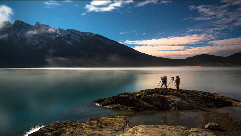 1080P, standing, mountain range, beauty in nature, solid, tranquil scene, sky, nature, rock - object, water, reflection, adult, couple - relationship