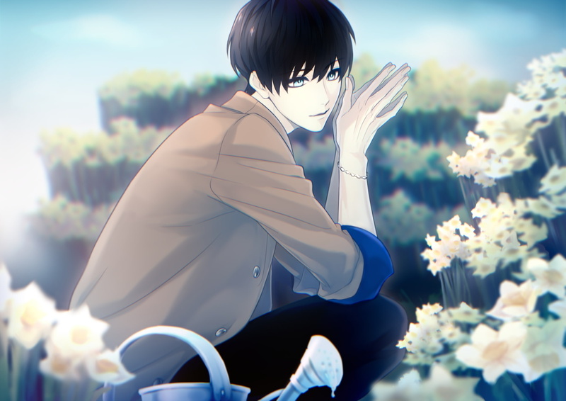 outdoors, shoujo, young women, three quarter length, flower, 1080P, vulnerability, side view, real people, day, hairstyle, young adult, a3, lifestyles