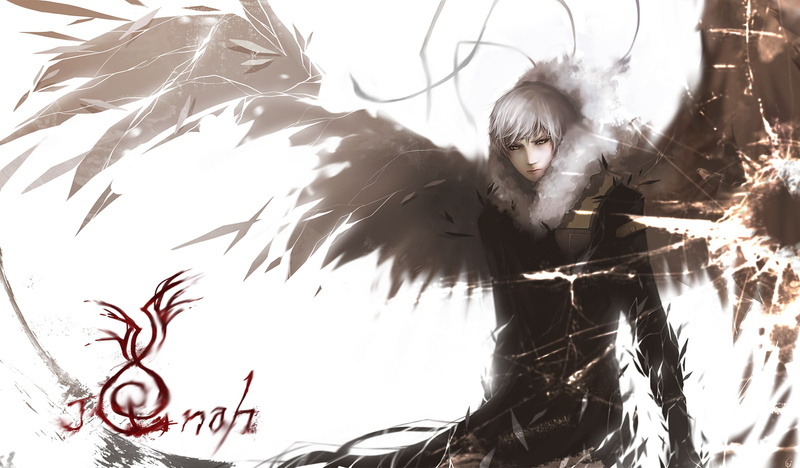 yellow, angel, wings, white, eyes, original, realistic, hair, unodu, 720P