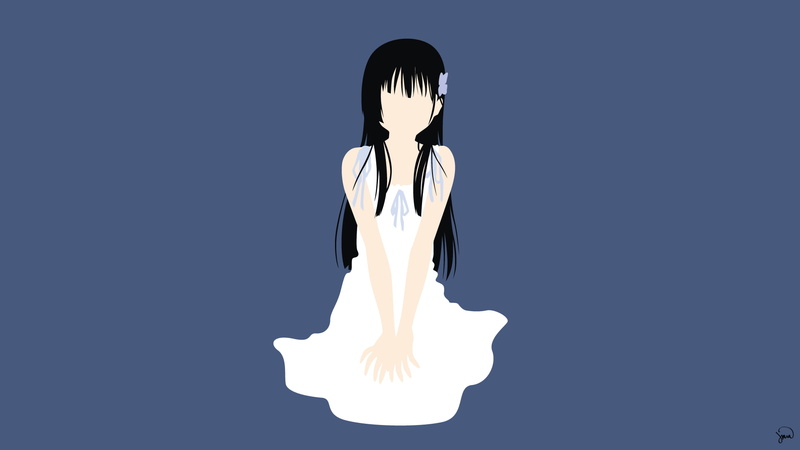 anime, Sankarea, colored background, young adult, 1080P, anime girls, white color, copy space, minimalism, blue background, art and craft, cut out, women
